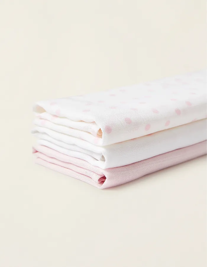 3 Muslin Squares 65 X 65 CM ZY BABY PINK