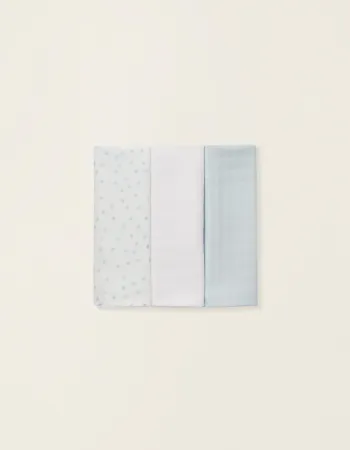 3 Muslin Squares 65 X 65 CM ZY BABY BLUE