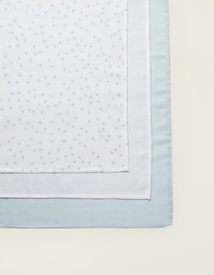 3 Muslin Squares 65 X 65 CM ZY BABY BLUE