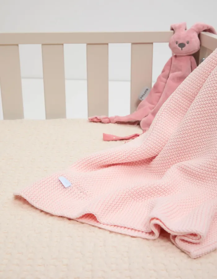 Knitted Blanket Plain 75X90Cm Zy Baby Pink