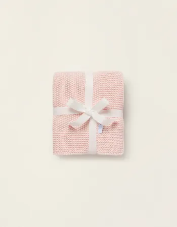 Knitted Blanket Plain 75X90Cm Zy Baby Pink
