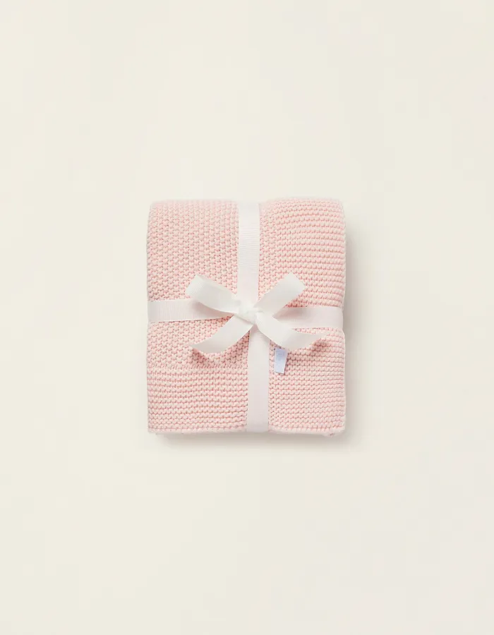 Knitted Blanket Plain 75X90Cm Zy Baby Pink