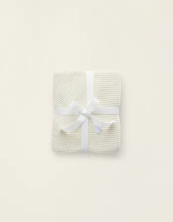 Knitted Blanket Plain 75X90Cm Zy Baby White