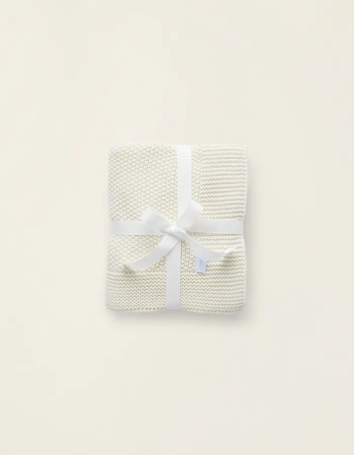 Knitted Blanket Plain 75X90Cm Zy Baby White