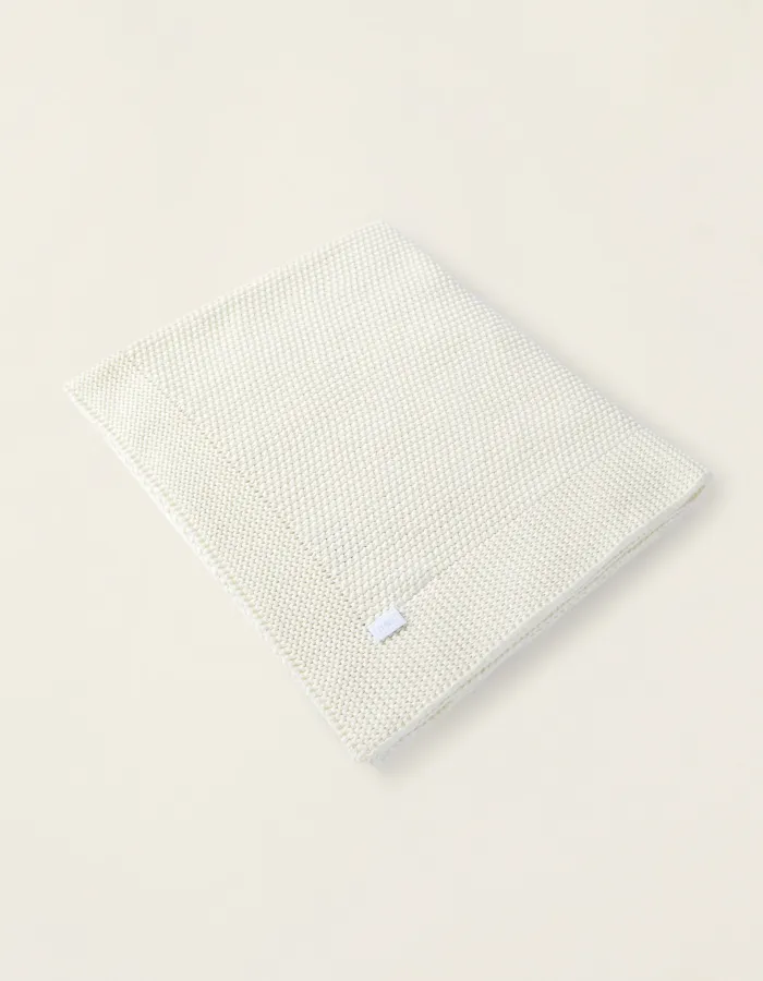 Knitted Blanket Plain 75X90Cm Zy Baby White