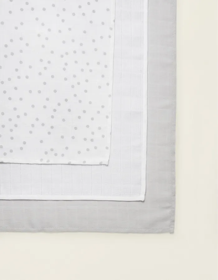 3 Nappy Squares Dots 65X65 Grey Zy Baby