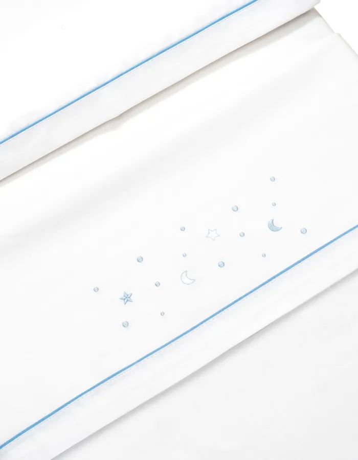 3-Piece Set Cotton Bed Sheets Interbaby 'Stars' 60x120 cm, Blue