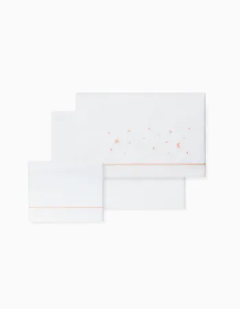 3-Piece Set Cotton Bed Sheets Interbaby 'Stars' 60x120 cm, Pink