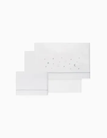 3-Piece Set Cotton Bed Sheets Interbaby 'Stars' 60x120 cm, Grey