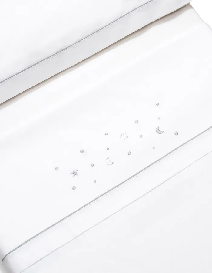 3-Piece Set Cotton Bed Sheets Interbaby 'Stars' 60x120 cm, Grey