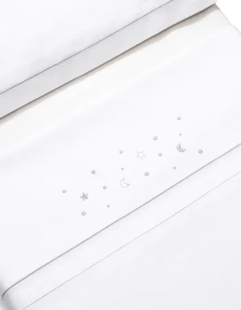 Bedding Set 3 Pcs Interbaby Cotton 85X55cm, Stars Grey