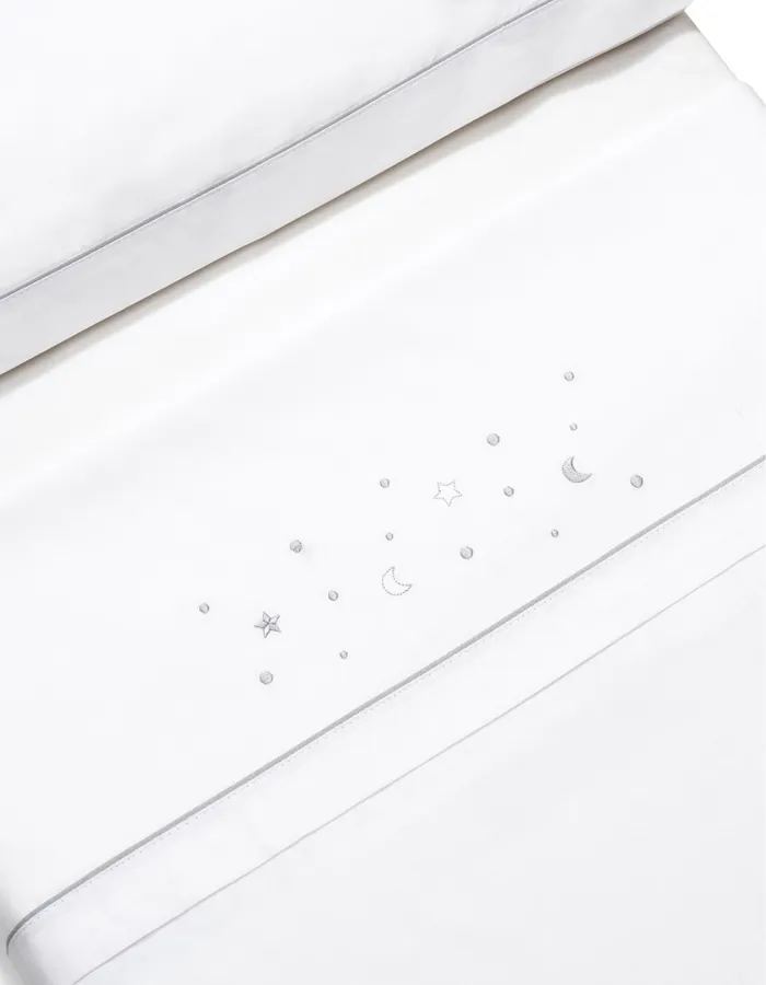 Bedding Set 3 Pcs Interbaby Cotton 85X55cm, Stars Grey