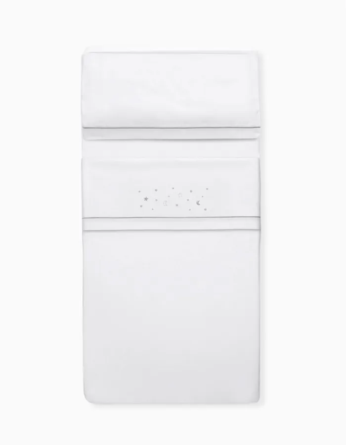 Bedding Set 3 Pcs Interbaby Cotton 85X55cm, Stars Grey