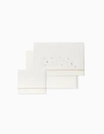 Bedding Set 3 Pcs Interbaby Cotton 85X55cm, Stars Beige