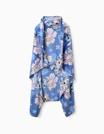 Poncho-Style Blanket with Hood Stitch 120x150 cm, Blue