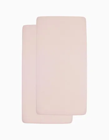 Set of 2 Fitted Sheets Meyco 60X120 cm, Soft Pink