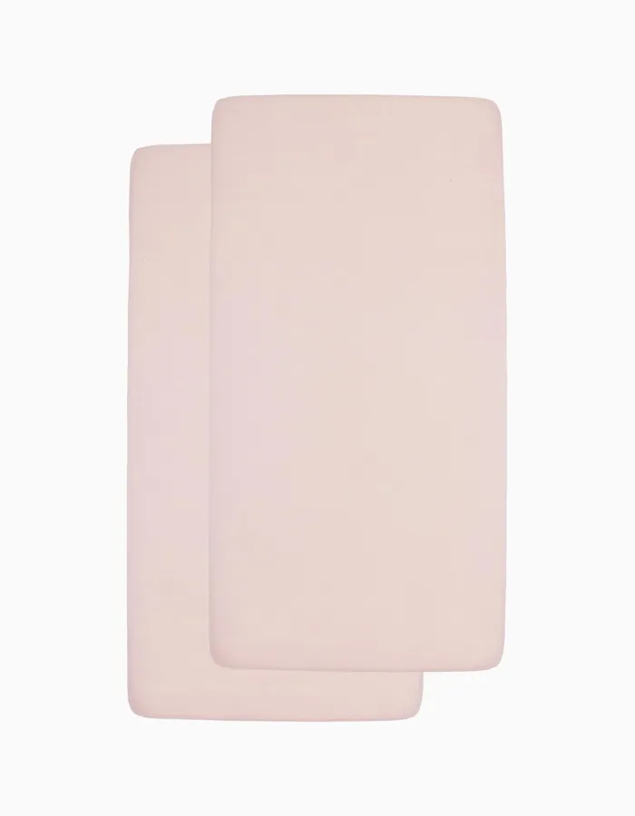 Set of 2 Fitted Sheets Meyco 60X120 cm, Soft Pink