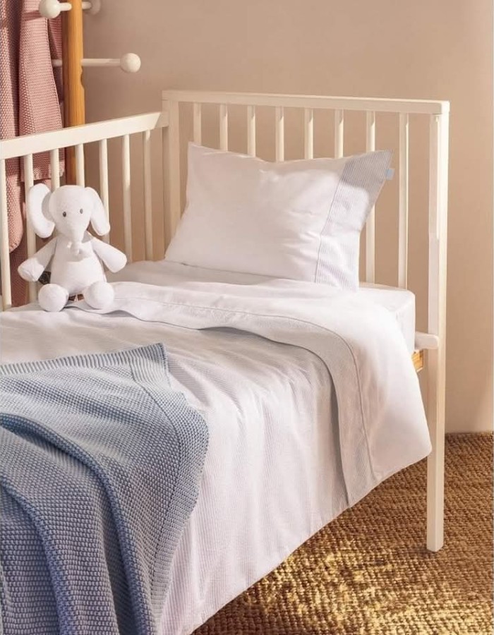 bedsheet and pillowcase Zippy in blue