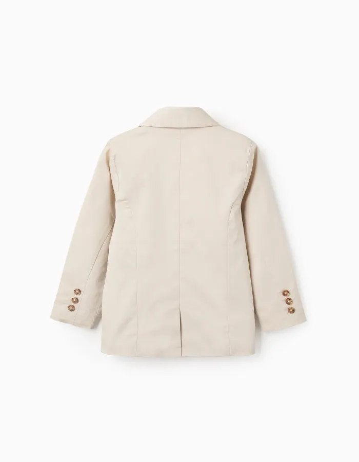 Beige Twill Blazer for Boys