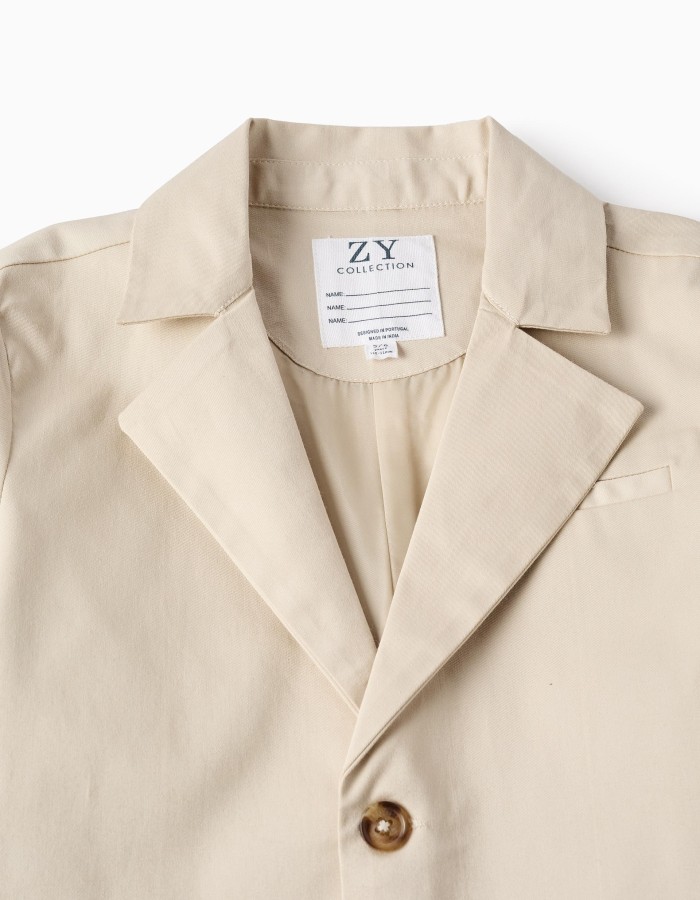 Beige Twill Blazer for Boys