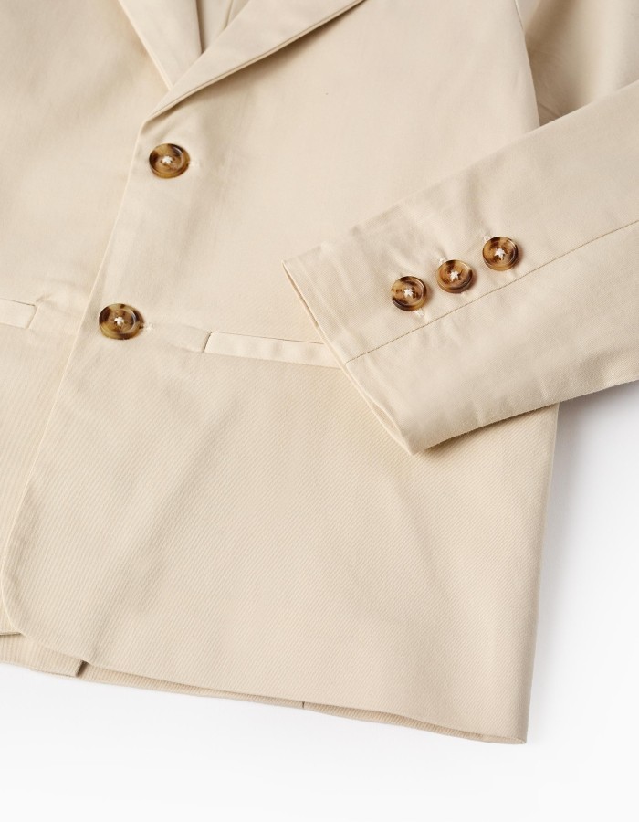 Beige Twill Blazer for Boys