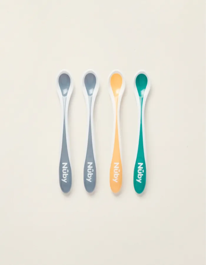Pack of 4 Nuby Thermosensitive Spoons 3M+, Blue