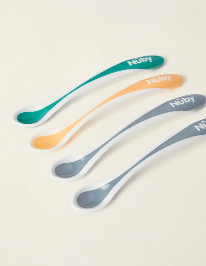Pack of 4 Nuby Thermosensitive Spoons 3M+, Blue