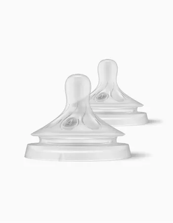 2 Silicone Teats Natural Response Medium Flow T4 Philips Avent 3M+