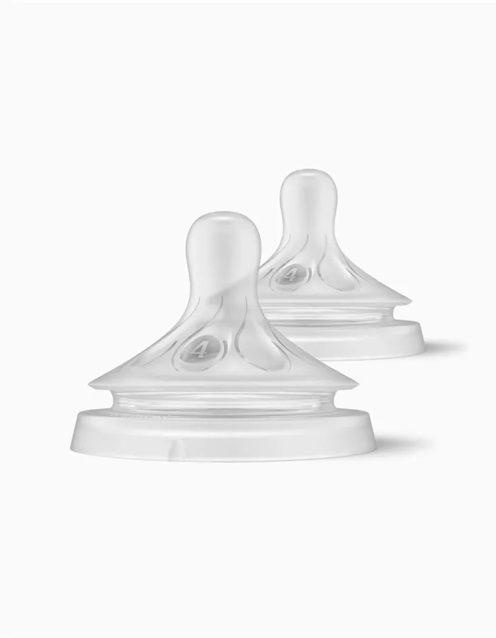 2 Silicone Teats Natural Response Medium Flow T4 Philips Avent 3M+