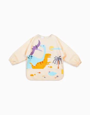 Jurassic Waterproof Soft Bib with Sleeves and Pocket by Miniland