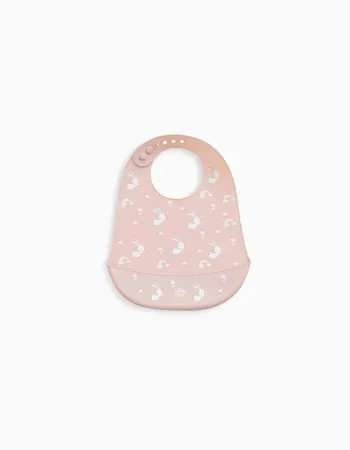 Silicone Bib Rabbits Interbaby, Pink