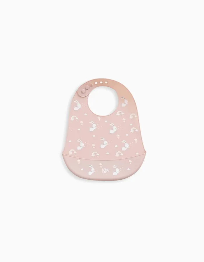 Silicone Bib Rabbits Interbaby, Pink
