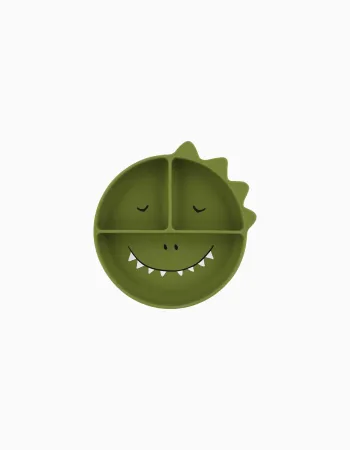 Silicone Divided Suction Plate Mr. Dino Trixie 4M+, Green
