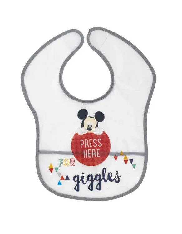 Disney Mickey Mouse Plastic Bibs - Set of 2