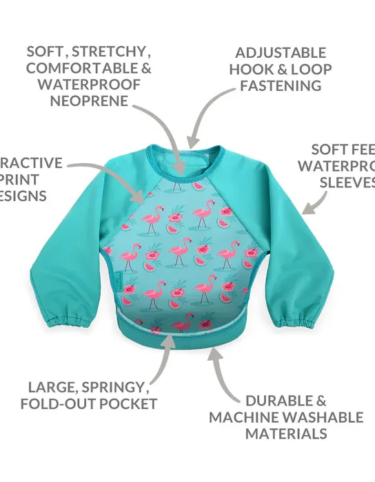 Weaning Bib with Sleeves - Flamingos UltraBib