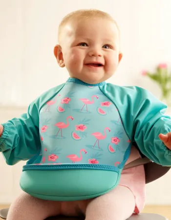 Weaning Bib with Sleeves - Flamingos UltraBib