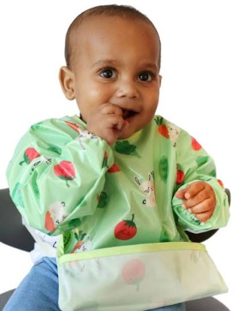 Bibetta Wipeezee Bib with Sleeves, Green Bunny & Veg
