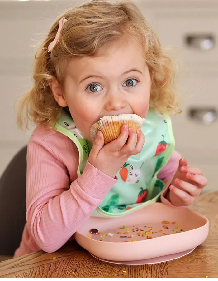 Bibetta Wipe-Easy Bib, Green, Bunny and Vegetable Design, Baby/Kids Apron
