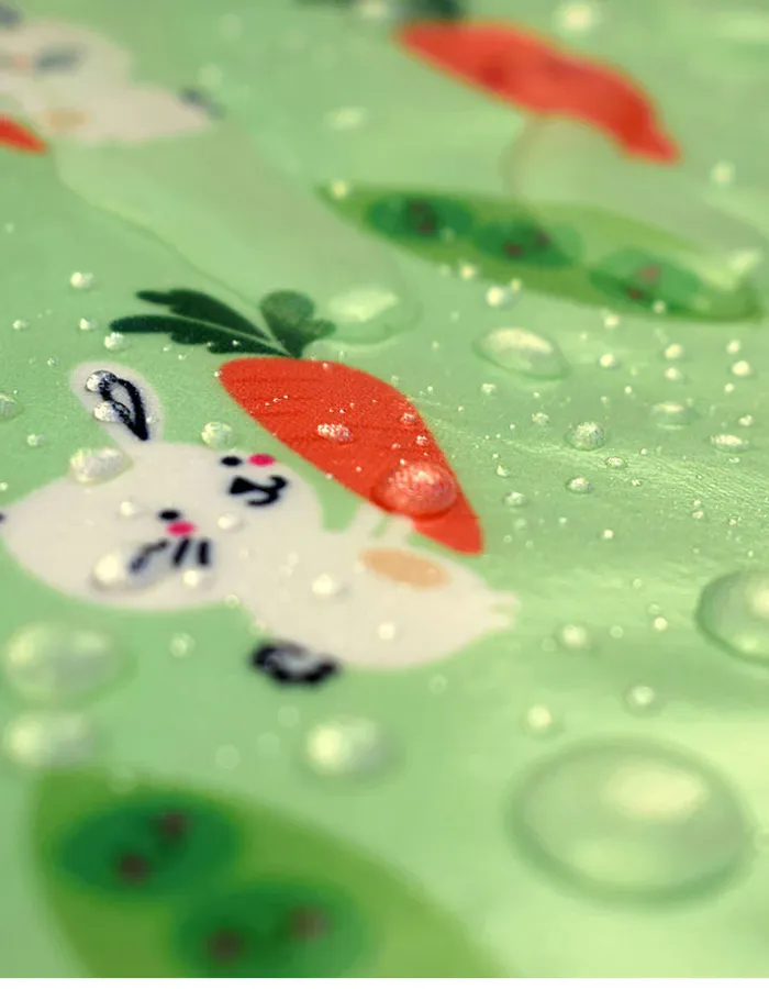 Bibetta Wipe-Easy Bib, Green, Bunny and Vegetable Design, Baby/Kids Apron