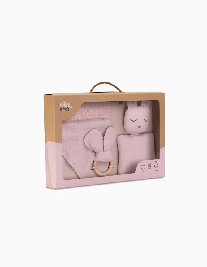 Set Doudou + Bandana + Teether Interbaby 0M+, Pink
