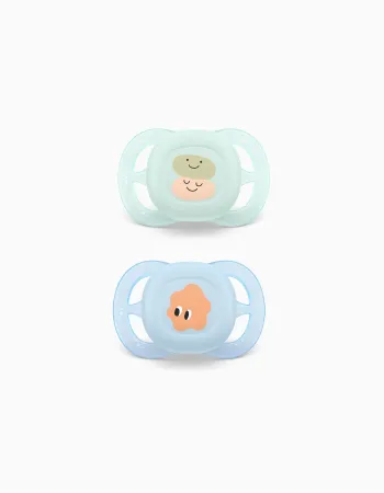 Pack of 2 Philips Avent Ultra Start Deco Soothers for Boys, 0-2M