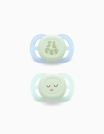 Pack of 2 Philips Avent Ultra Start Night Soothers for Boys, 0-2M