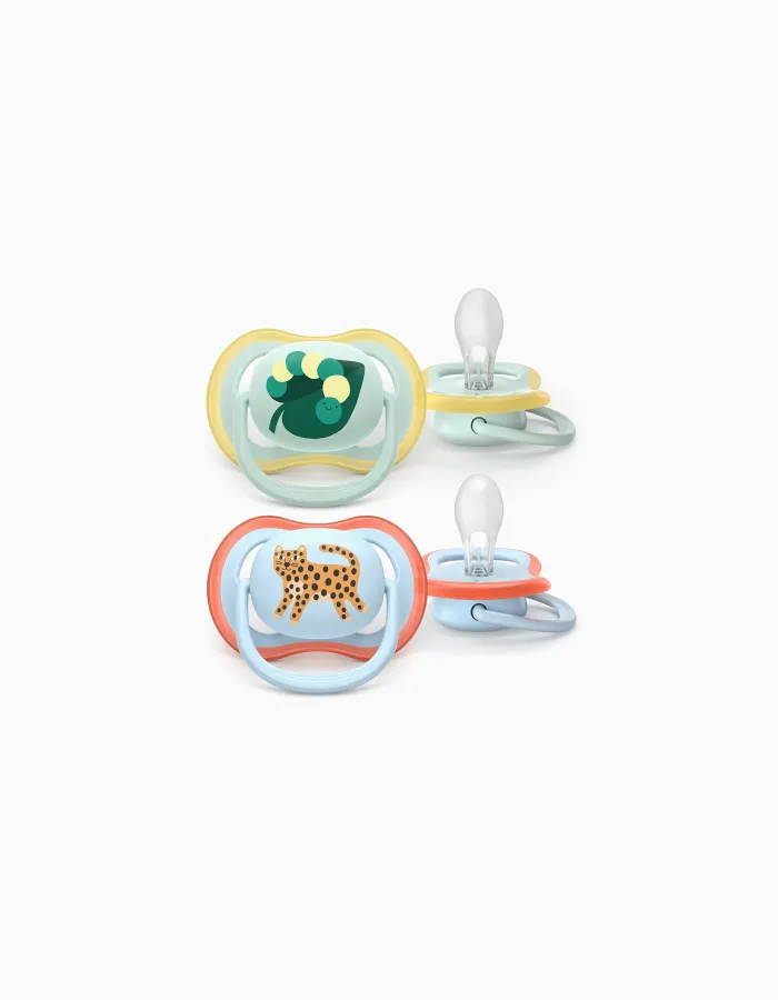 Pack of 2 Philips Avent Ultra Air Deco Soothers for Boys, 0-6M