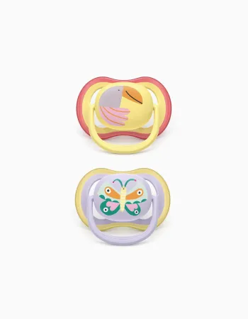 Pack of 2 Philips Avent Ultra Air Deco Soothers for Girls, 0-6M
