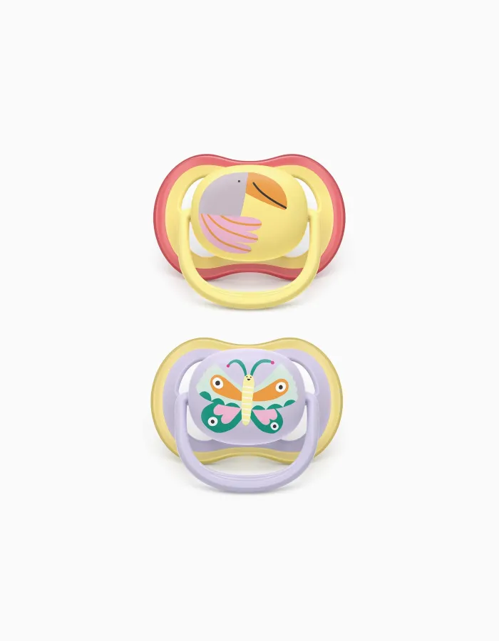 Pack of 2 Philips Avent Ultra Air Deco Soothers for Girls, 0-6M