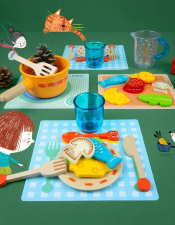 Dinner Time Kittens Role Play Food and Tableware Set by Djeco