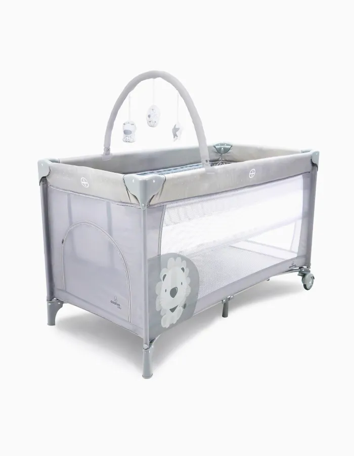 Travel Bed Duo Baby Lion Grey Asalvo