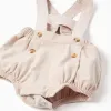 Polo-bodysuit + corduroy shorts for newborn boys, white/beige