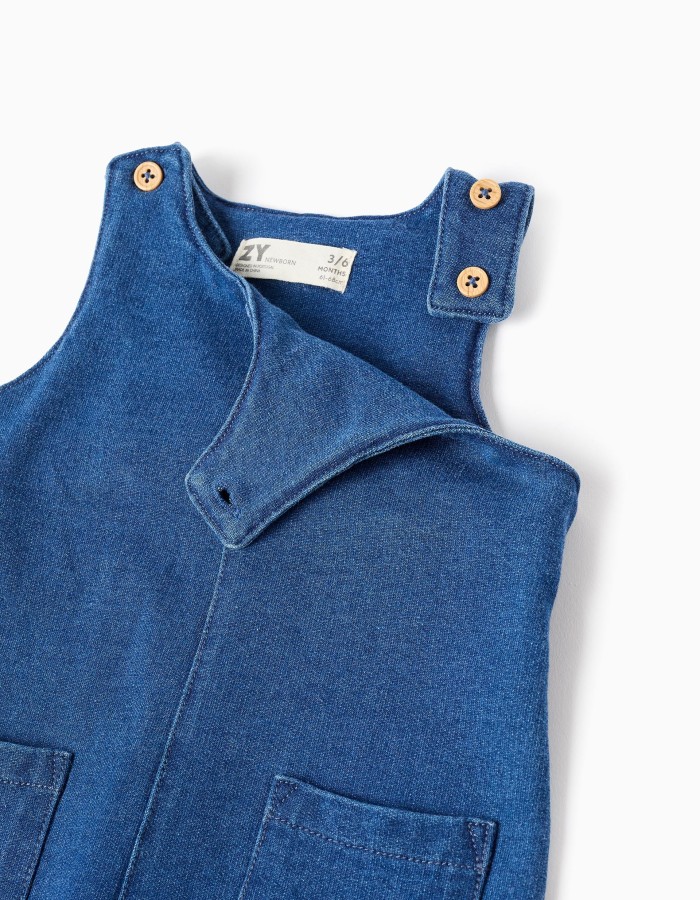 Bodysuit with print + denim jumpsuit for newborn boys, white/blue