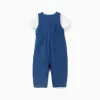 Bodysuit with print + denim jumpsuit for newborn boys, white/blue